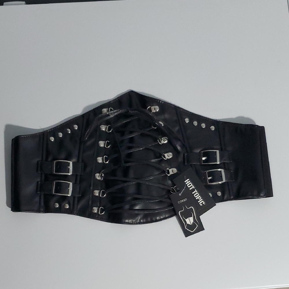 Hot Topic Black Lace-Up Corset Belt L/XL